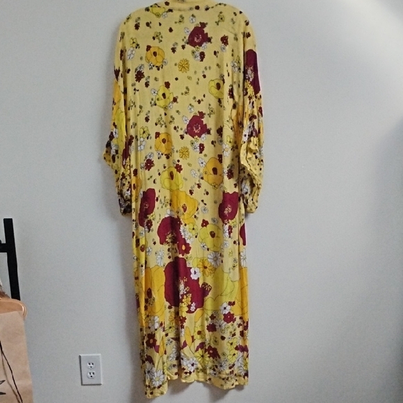 Free People Yellow Floral Hidden Hills Boho Festival Maxi Summer Kimono Style - Picture 9 of 16